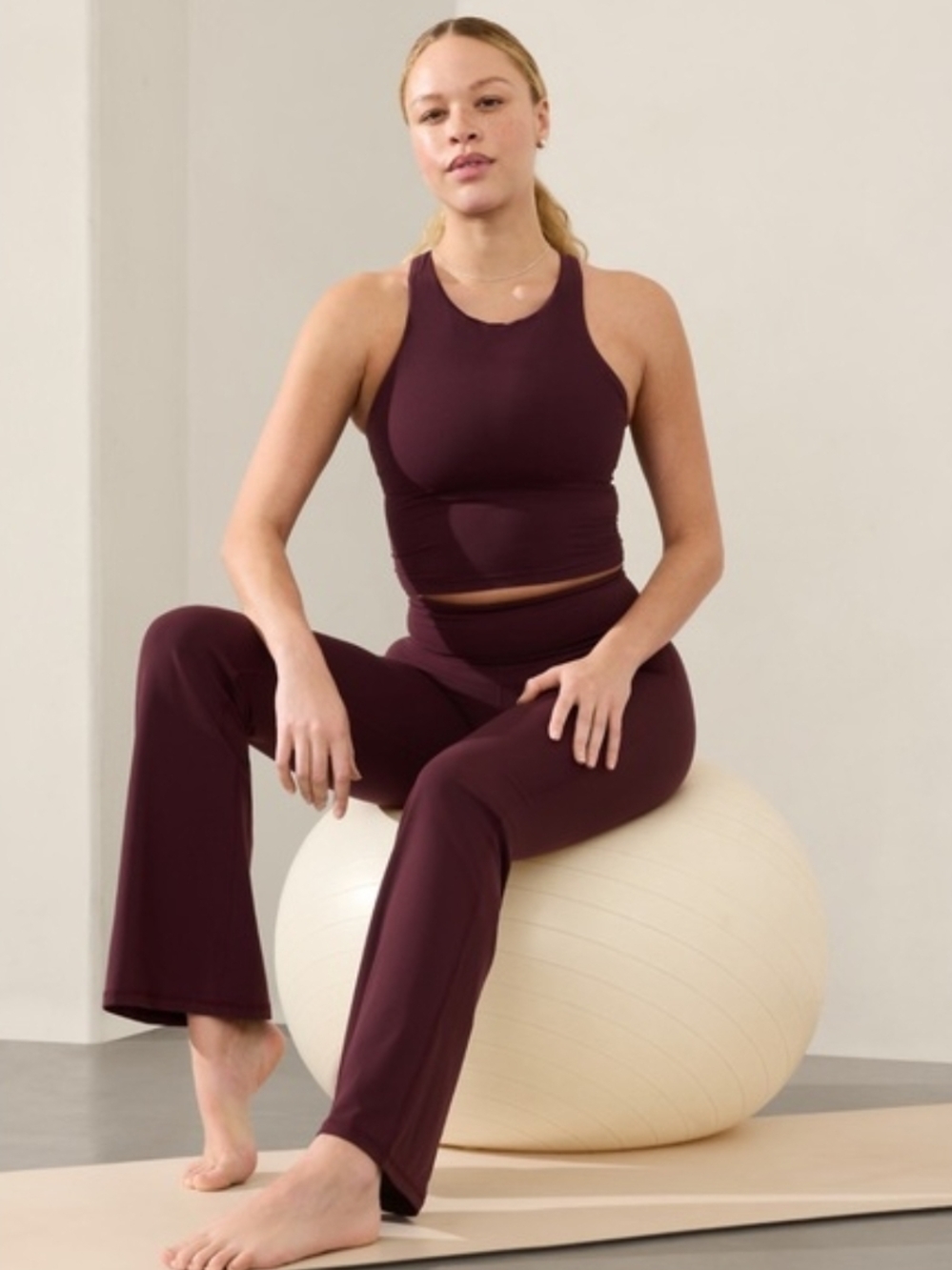 NWT Athleta Elation Flare Pant In Deep Burgundy